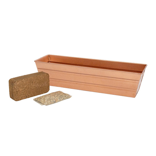 Achla Bloom Box 22in Small Garden Growing Kit | Copper Plated Galvanized Steel | Deck & Balcony Container Garden | 6 x 22 x 5 in | Model C-08C-GK