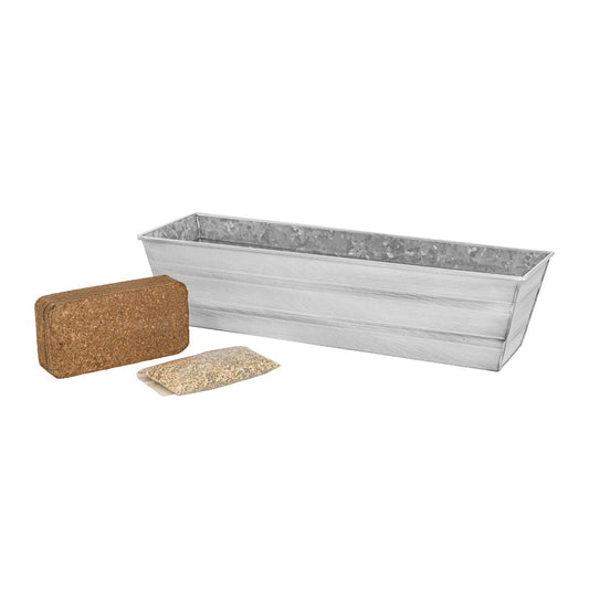 Achla Bloom Box Garden Growing Kit Small Cape Cod White | Galvanized Steel White Patina | Deck & Balcony Container Garden | Model C-08W-GK