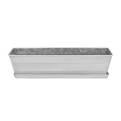 Achla Small White Flower Box with Drip Tray | Galvanized Steel Planter | Balcony & Deck Container Garden | 22 x 6 x 5 in | Model C-08W-T