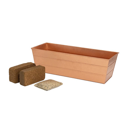 Achla Bloom Box Garden Growing Kit, Medium Copper | Galvanized Steel Planter Box | Deck, Porch & Balcony Container Garden | Model C-20C-GK2