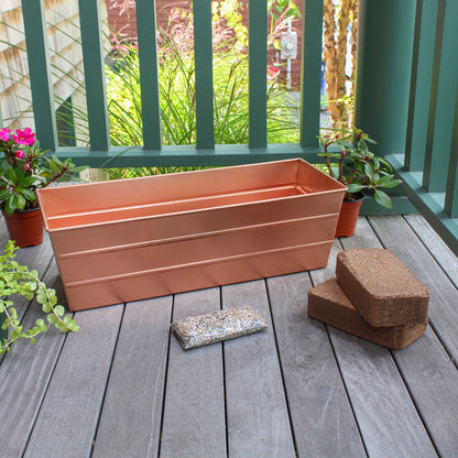 Achla Bloom Box Garden Growing Kit, Medium Copper | Galvanized Steel Planter Box | Deck, Porch & Balcony Container Garden | Model C-20C-GK2