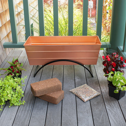 Achla Bloom Box Garden Growing Kit Medium Copper | Galvanized Steel Planter on Wrought Iron Stand | Deck, Patio & Balcony Garden | Model C-20C-S-GK2