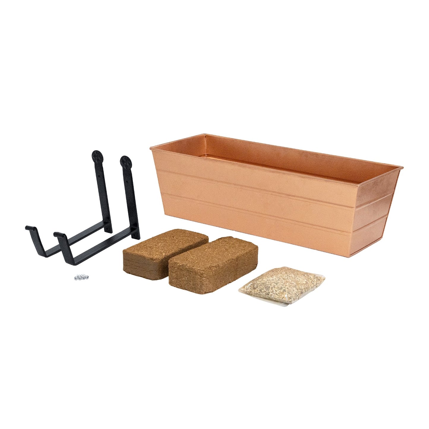 Achla Bloom Box Garden Growing Kit Medium Copper Planter | Galvanized Steel with Copper Plated Finish | Deck, Porch & Balcony | Model C-20C-WM-GK2