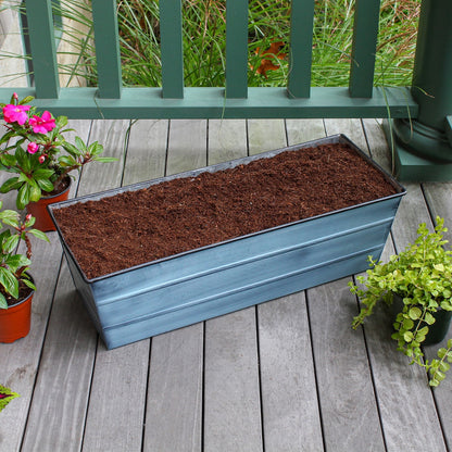 Achla Bloom Box Garden Growing Kit Medium Blue | Galvanized Steel and Wrought Iron Wall-Mounted Planter | Deck, Porch & Balcony | Model C-20NB-WM-GK2