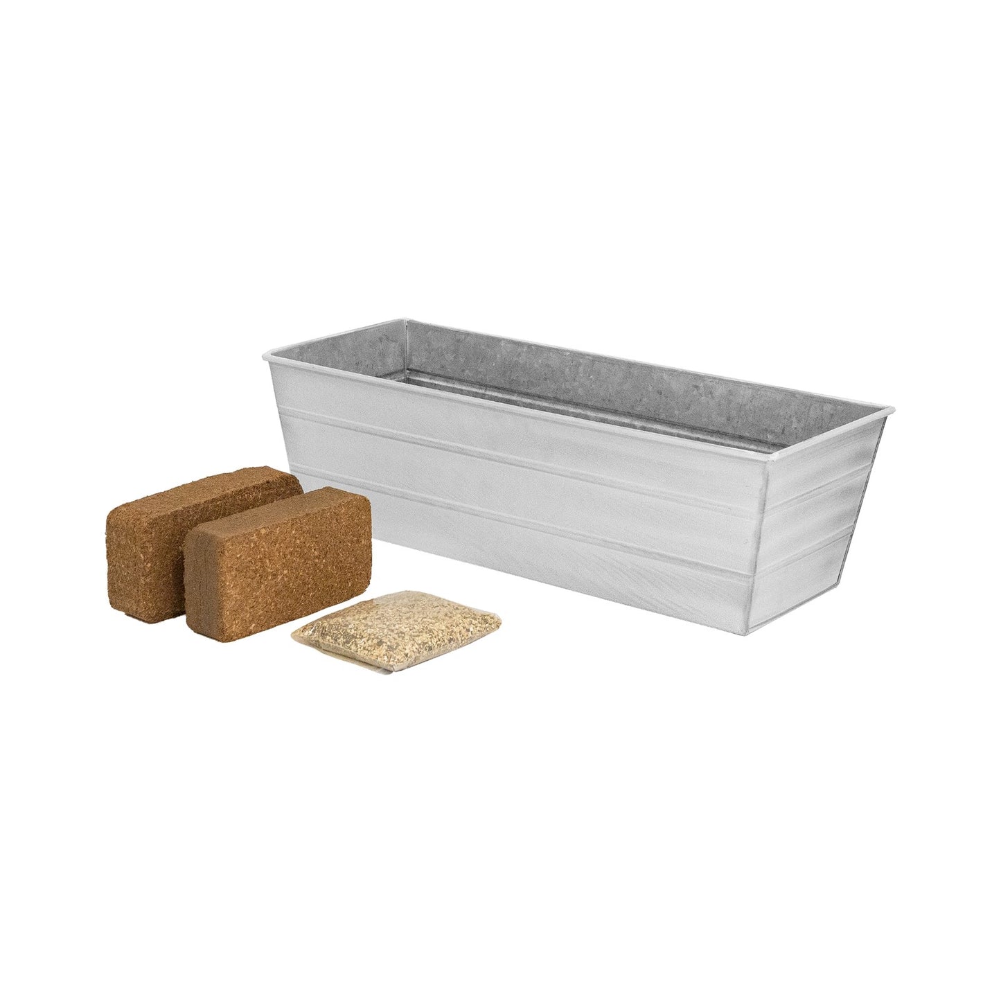 Achla Bloom Box Garden Growing Kit Medium White | Galvanized Steel Cape Cod White | Deck, Porch & Balcony Container Garden | Model C-20W-GK2