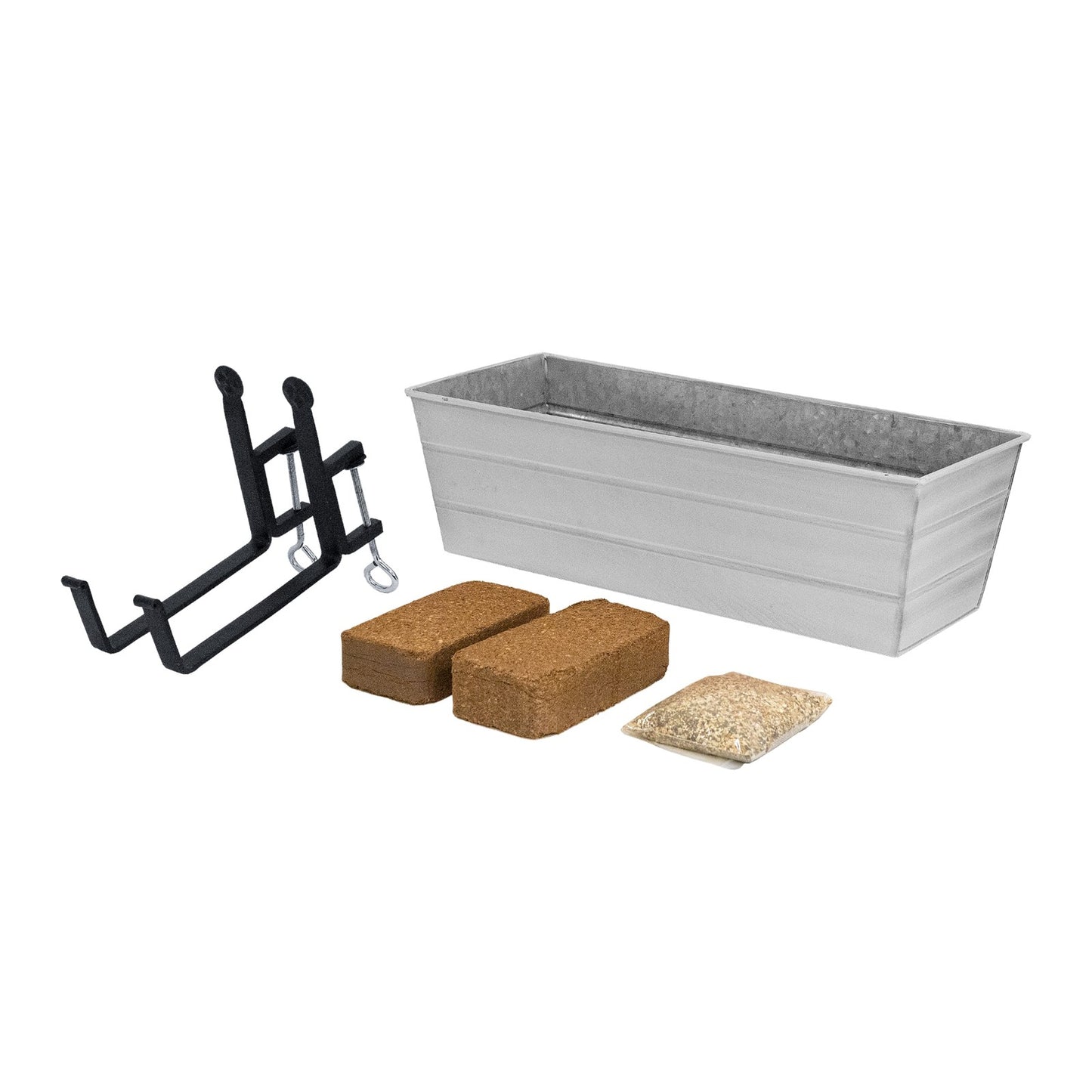 Achla Bloom Box Garden Growing Kit, Medium White | Galvanized Steel and Wrought Iron | Deck & Balcony Container Garden | Model C-20W-RM-GK2