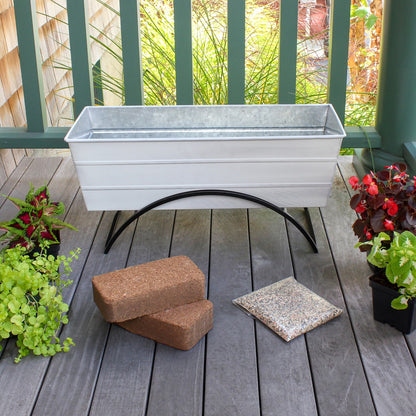 Achla Bloom Box Garden Growing Kit, Medium White | Galvanized Steel and Wrought Iron | Deck & Balcony Container Garden | 24 x 9.5 | Model C-20W-S-GK2