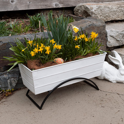 Achla Bloom Box Garden Growing Kit Medium White | Galvanized Steel and Wrought Iron | Deck & Balcony Container Garden | 24 x 9.5 x | Model C-20W-S-GK2
