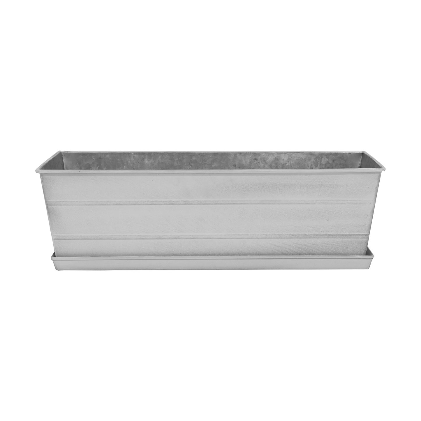 Achla Medium White Flower Box with Tray | Galvanized Steel Cape Cod White | Deck & Balcony Planter | 24 x 10 x 8 in | Model C-20W-T