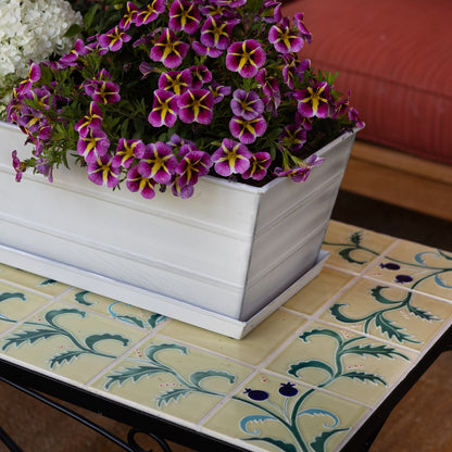Achla Medium White Flower Box with Tray | Galvanized Steel Cape Cod White | Deck & Balcony Planter | 24 x 10 x 8 in | Model C-20W-T
