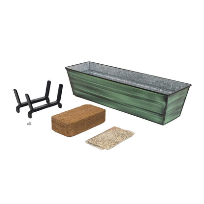 Achla Bloom Box Small Green Patina Galvanized Steel Planter | Railing Mount for 2x6 Rails | Deck & Balcony Garden Kit | Model C08-K6-GK