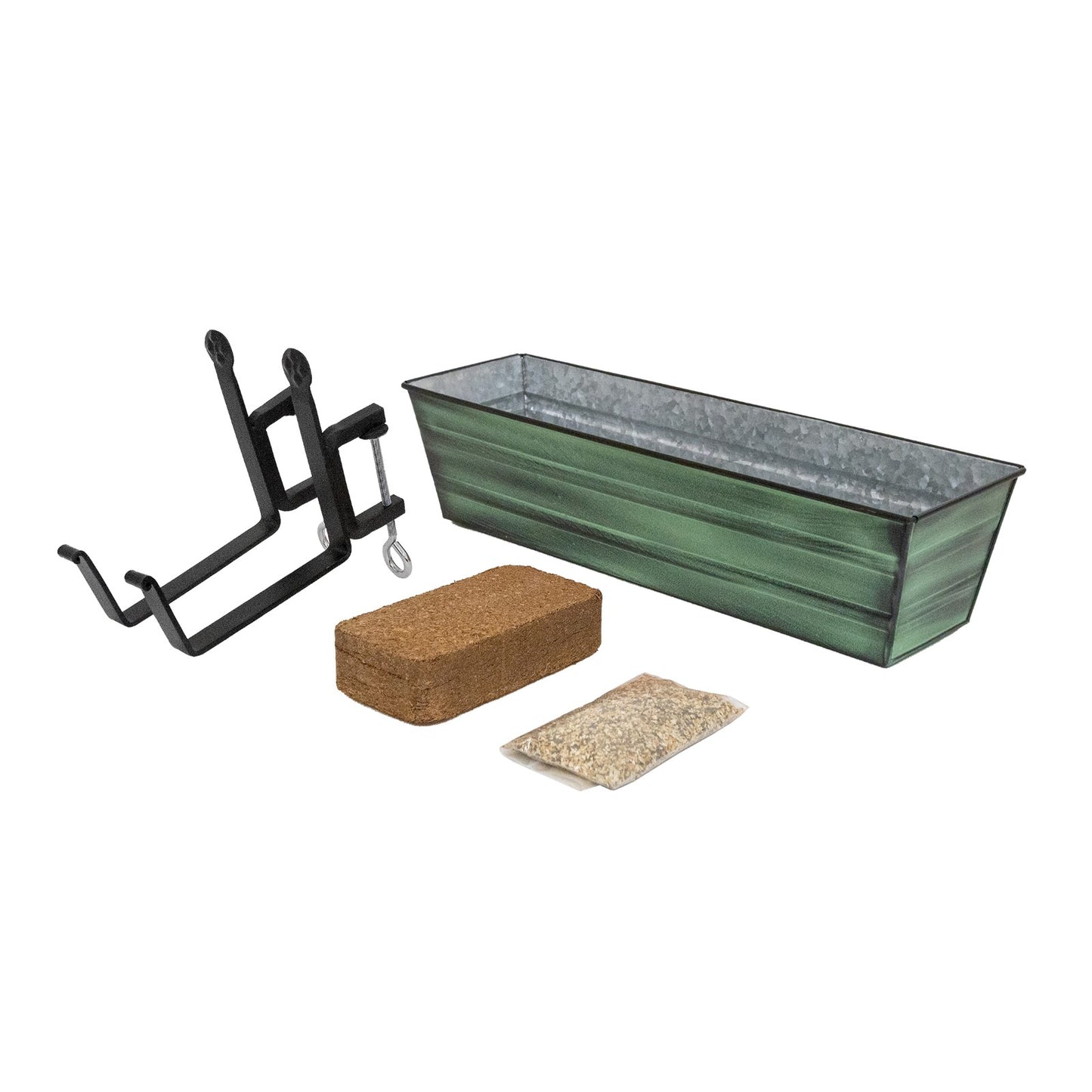 Achla Bloom Box Garden Growing Kit Small Green Patina | Galvanized Steel and Wrought Iron | Deck, Porch & Balcony Container Garden | Model C08-RM-GK