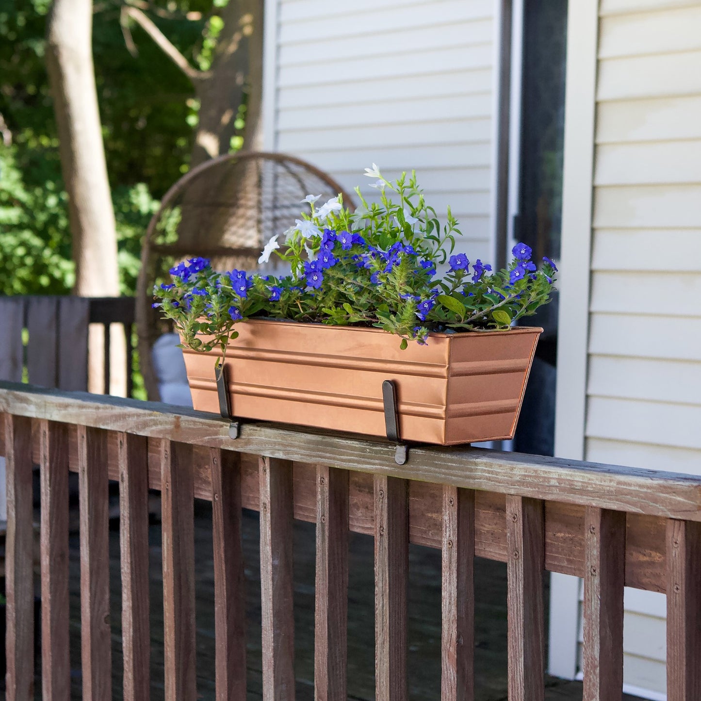 Achla Bloom Box 22in Small Garden Growing Kit | Copper Plated Galvanized Steel & Black Wrought Iron | Deck & Porch Container Garden | Model C08C-K4-GK