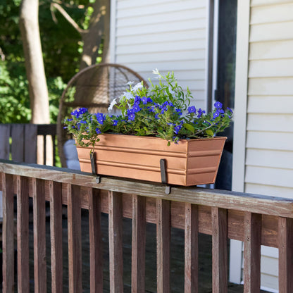 Achla Bloom Box 22in Small Garden Growing Kit | Copper Plated Galvanized Steel & Black Wrought Iron | Deck & Porch Container Garden | Model C08C-K4-GK