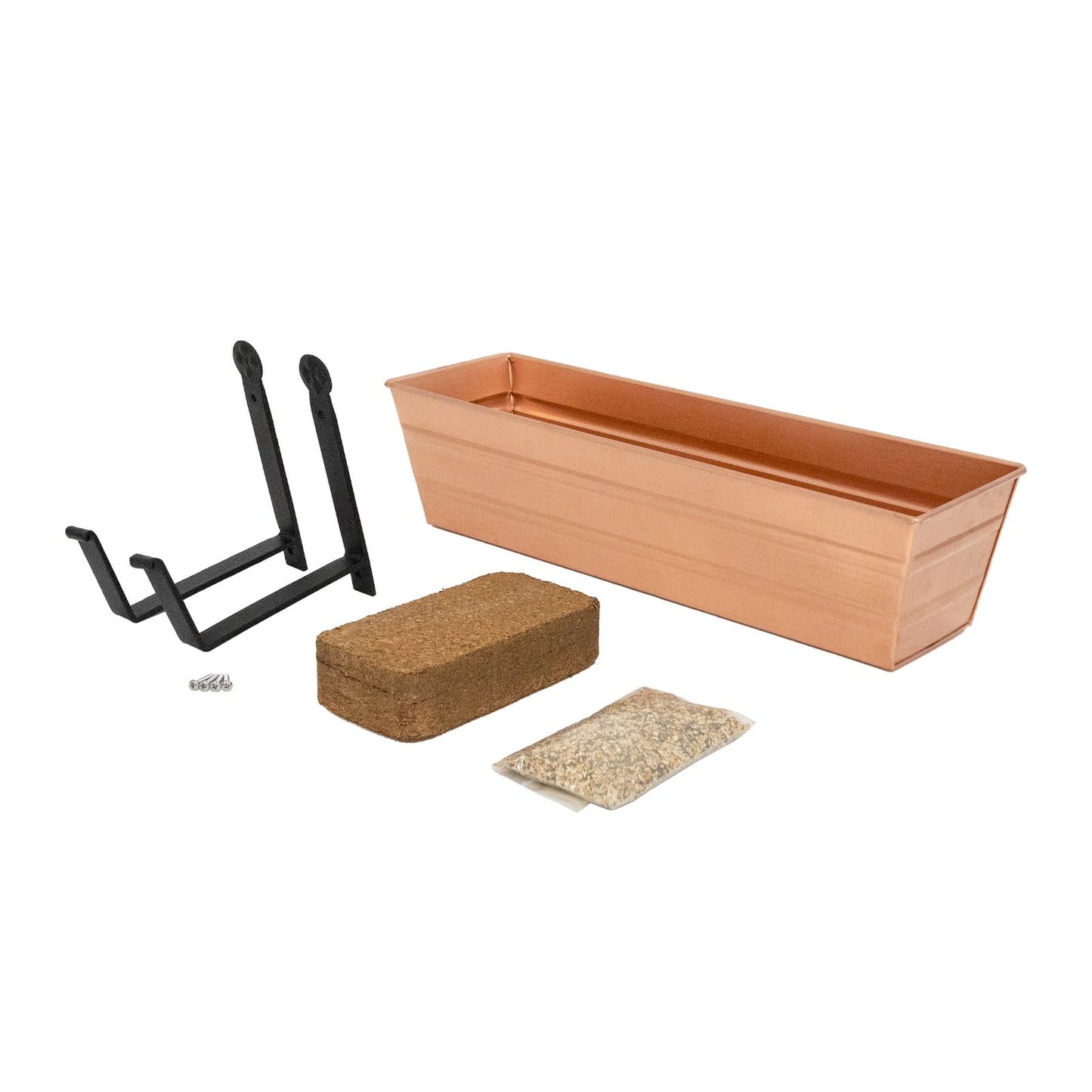 Achla Bloom Box Small 22in Wall-Mounted Planter | Copper Plated Galvanized Steel and Black Wrought Iron | Deck, Porch & Balcony | Model C08C-WM-GK