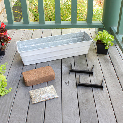 Achla Bloom Box Garden Growing Kit Small White 22in | Galvanized Steel & Wrought Iron | Deck & Balcony Container | Model C08W-K6-GK