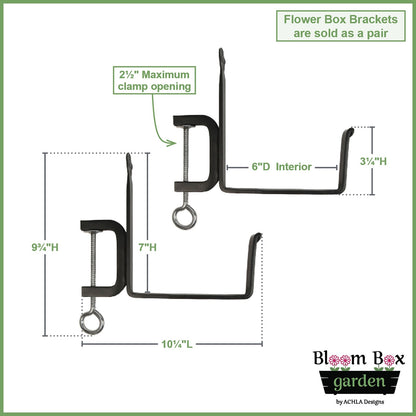 Achla Bloom Box Small White Garden Growing Kit | Galvanized Steel with Clamp-On Brackets | Deck & Railing Container Garden | Model C08W-RM-GK