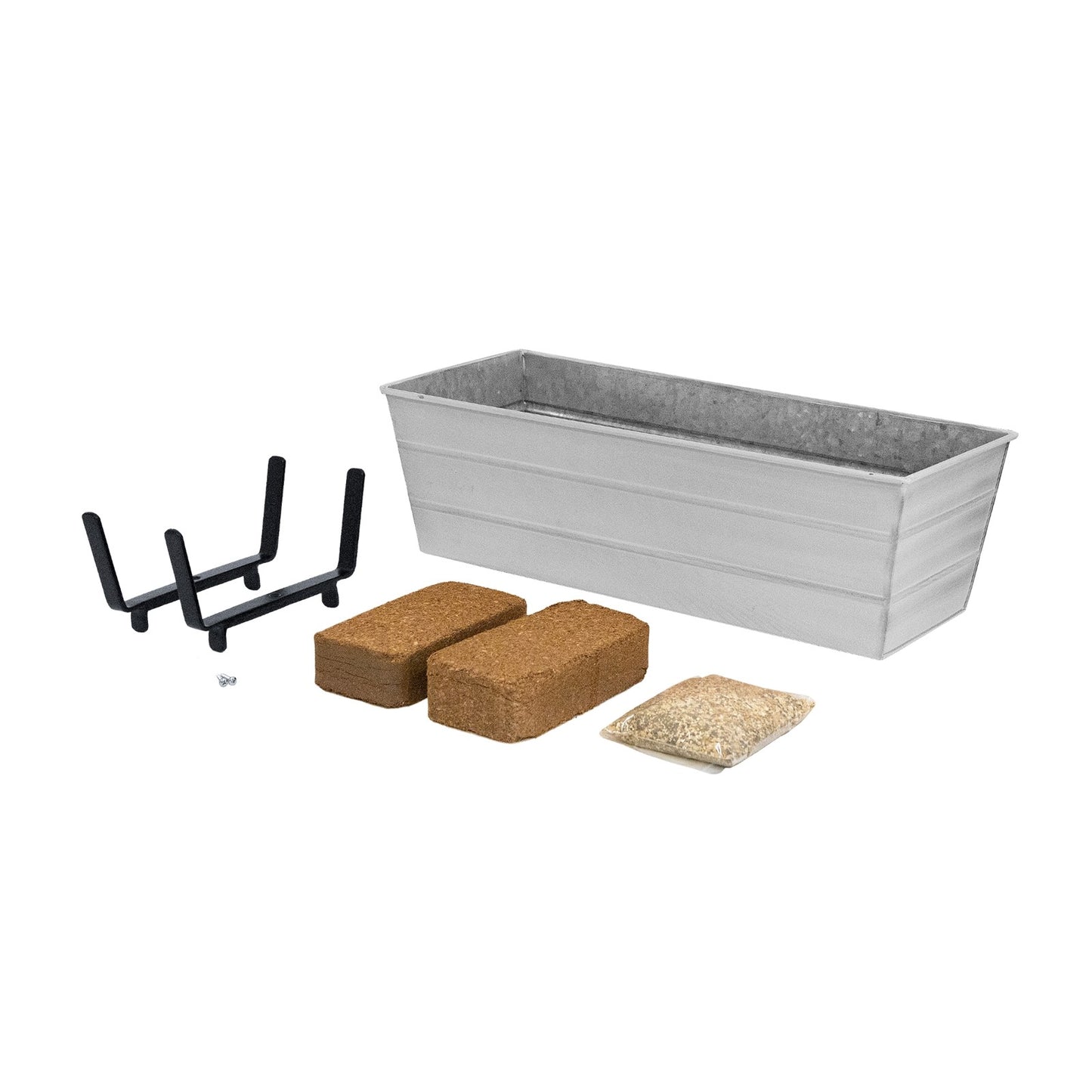 Achla Bloom Box Medium White | Galvanized Steel and Wrought Iron | Deck & Balcony Container Garden | 24 x 9.5 x 8.75 in | Model C20W-K6-GK2