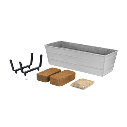 Achla Bloom Box Medium White | Galvanized Steel and Wrought Iron | Deck & Balcony Container Garden | 24 x 9.5 x 8.75 in | Model C20W-K6-GK2