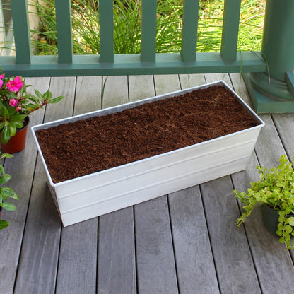 Achla Bloom Box Medium White | Galvanized Steel and Wrought Iron | Deck & Balcony Container Garden | 24 x 9.5 x 8.75 in | Model C20W-K6-GK2