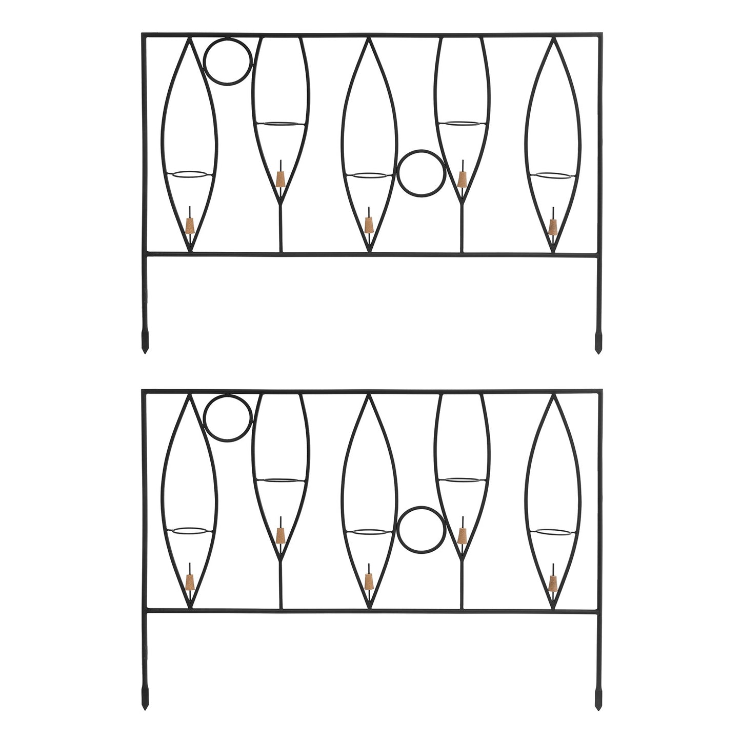 Achla Vinifera Fence Sections Pack of 2 | Wrought Iron Black Powdercoat | Outdoor Garden Border & Bottle Display | 46 x 33 in | Model DFS-48-2