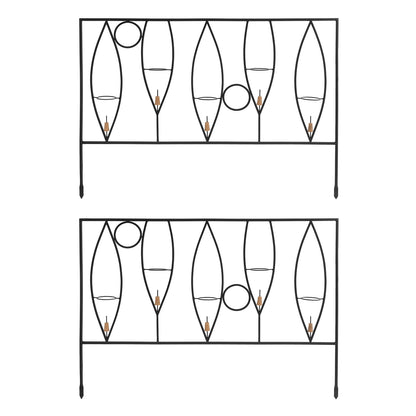 Achla Vinifera Fence Sections Pack of 2 | Wrought Iron Black Powdercoat | Outdoor Garden Border & Bottle Display | 46 x 33 in | Model DFS-48-2