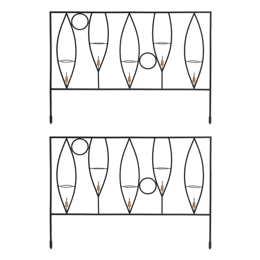Achla Vinifera Fence Sections Pack of 2 | Wrought Iron Black Powdercoat | Outdoor Garden Border & Bottle Display | 46 x 33 in | Model DFS-48-2