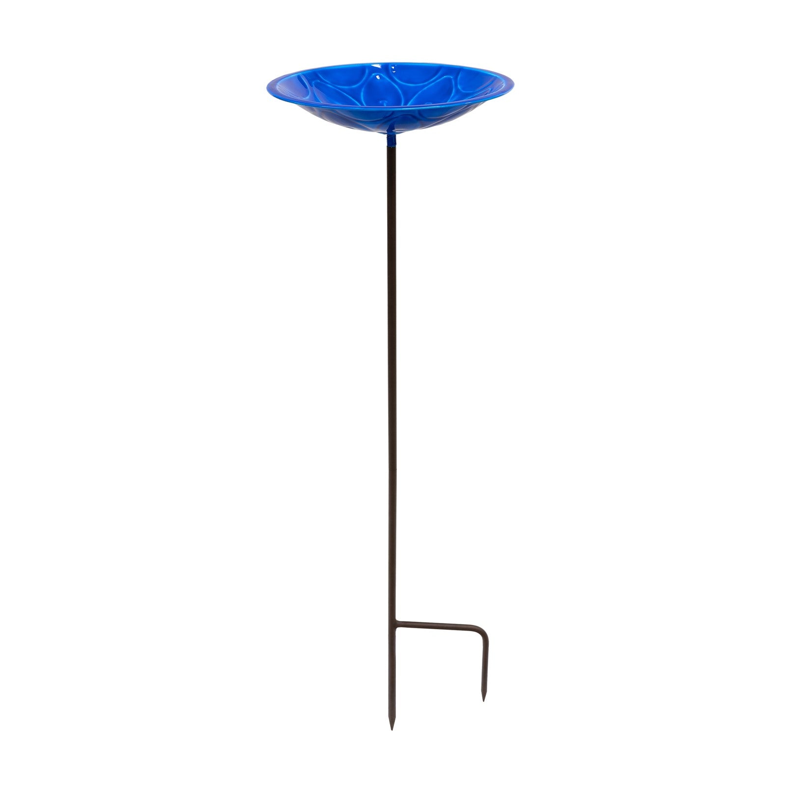 Achla Delphinium Lolly Birdbath with Stake | Solid Brass Enameled Bowl and Wrought Iron Stake | Garden Birdbath for Yard & Lawn | 12 | Model EBB-02BL-S
