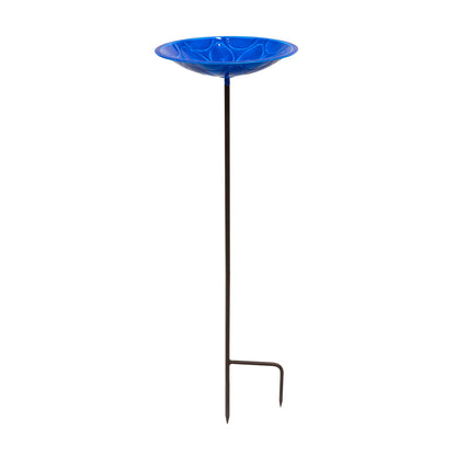 Achla Delphinium Lolly Birdbath with Stake | Solid Brass Enameled Bowl and Wrought Iron Stake | Garden Birdbath for Yard & Lawn | 12 | Model EBB-02BL-S