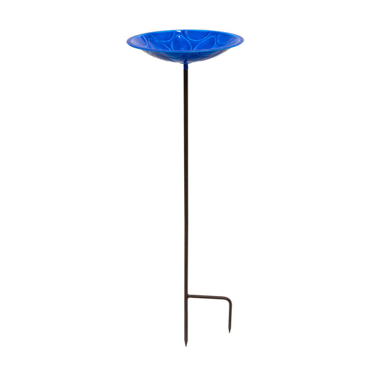 Achla Delphinium Lolly Birdbath with Stake | Solid Brass Enameled Bowl and Wrought Iron Stake | Garden Birdbath for Yard & Lawn | 12 | Model EBB-02BL-S
