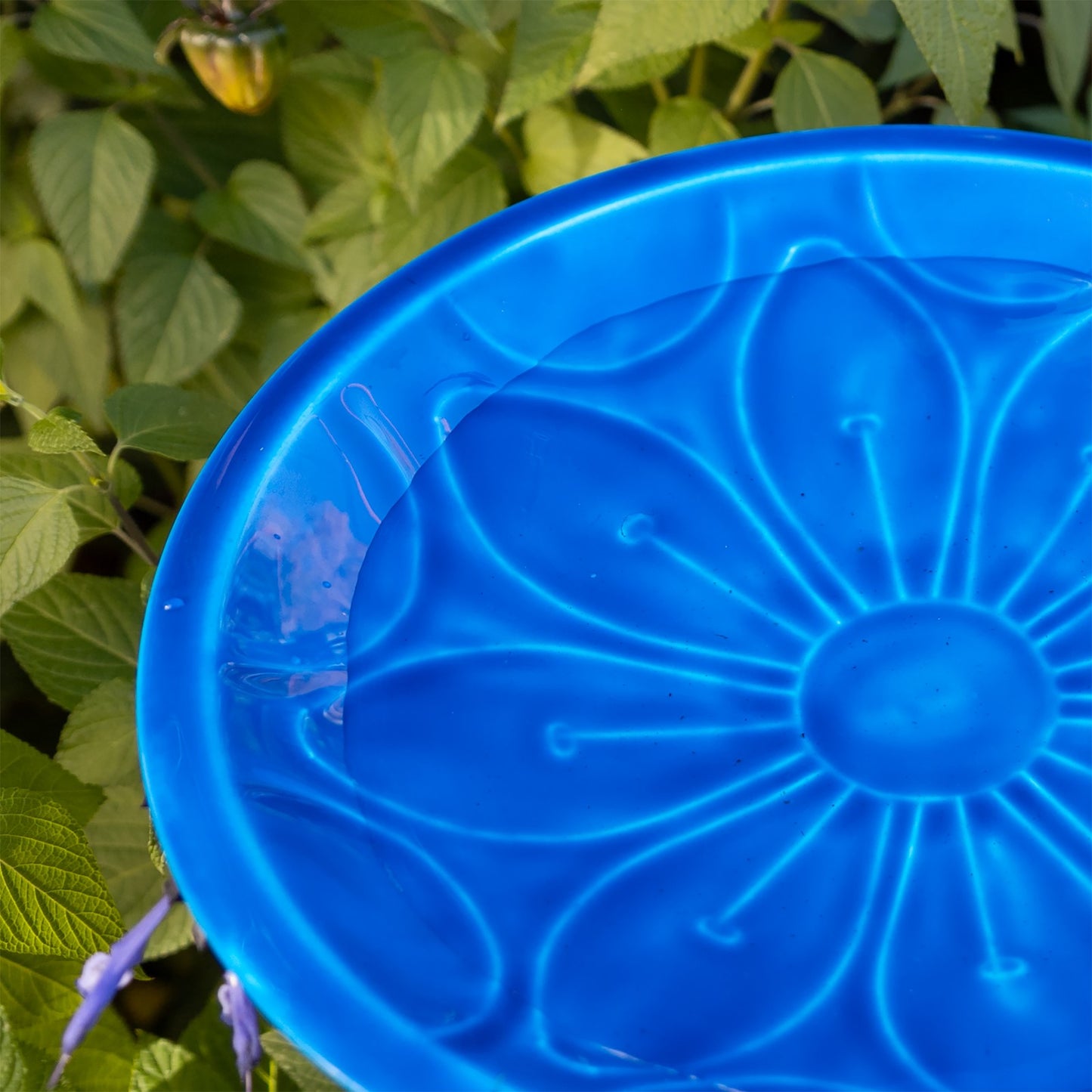 Achla Delphinium Lolly Birdbath with Stake | Solid Brass Enameled Bowl and Wrought Iron Stake | Garden Birdbath for Yard & Lawn | 12 | Model EBB-02BL-S