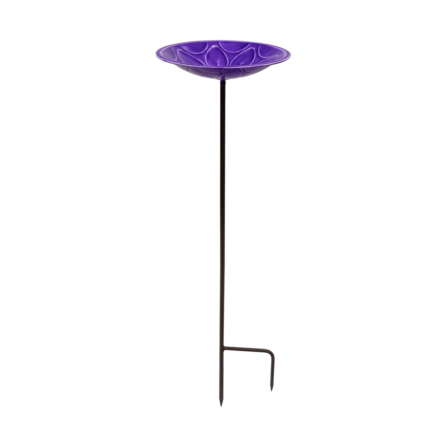 Achla Lilac Lolly Birdbath with Stake | Solid Brass Enameled Bowl and Wrought Iron Stake | Garden Birdbath for Yard & Lawn | 12 x 12 | Model EBB-02LP-S
