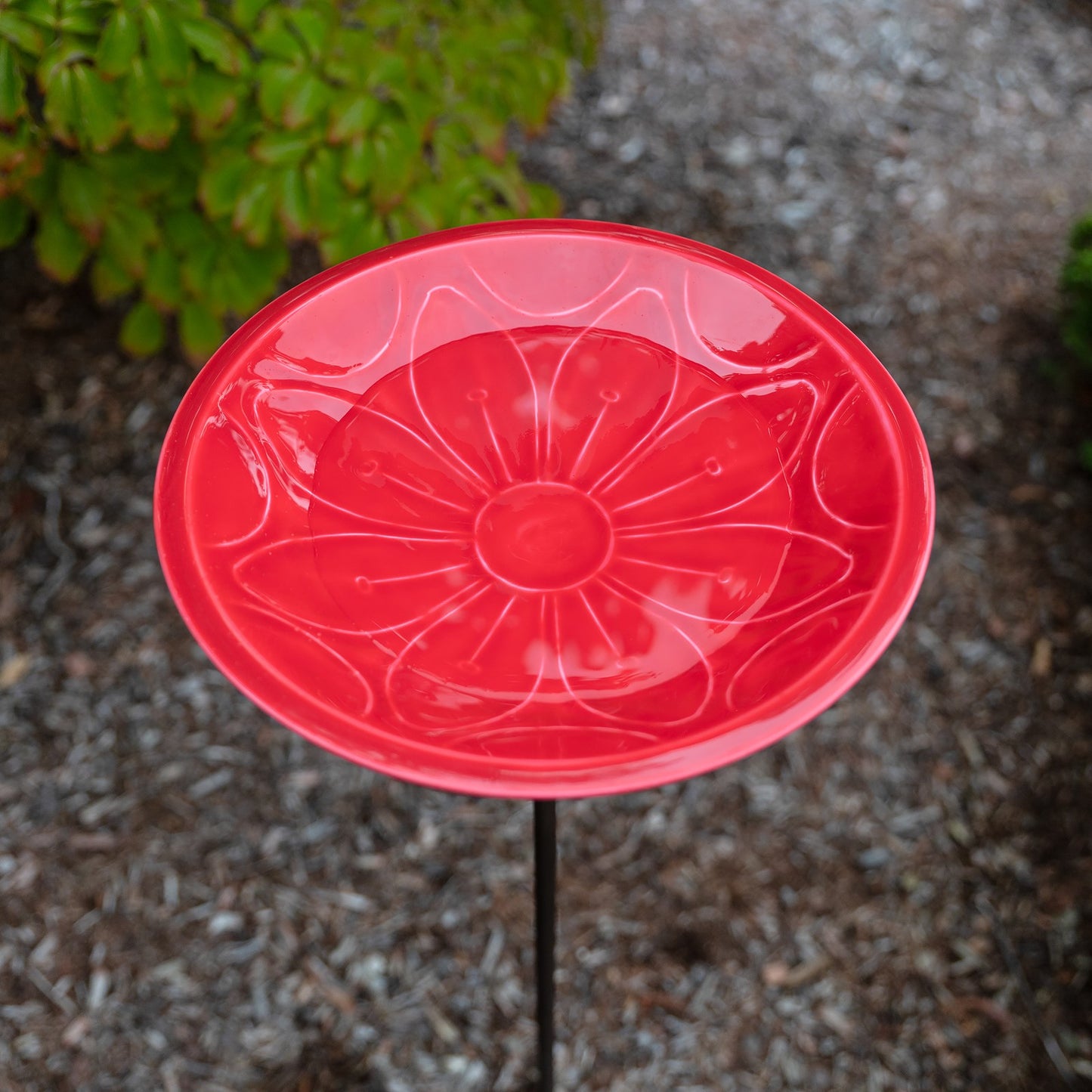 Achla Petunia Lolly 12in Birdbath with Stake | Petunia Pink Glass Enamel on Brass and Wrought Iron | Garden & Patio Bird Bath | Model EBB-02P-S