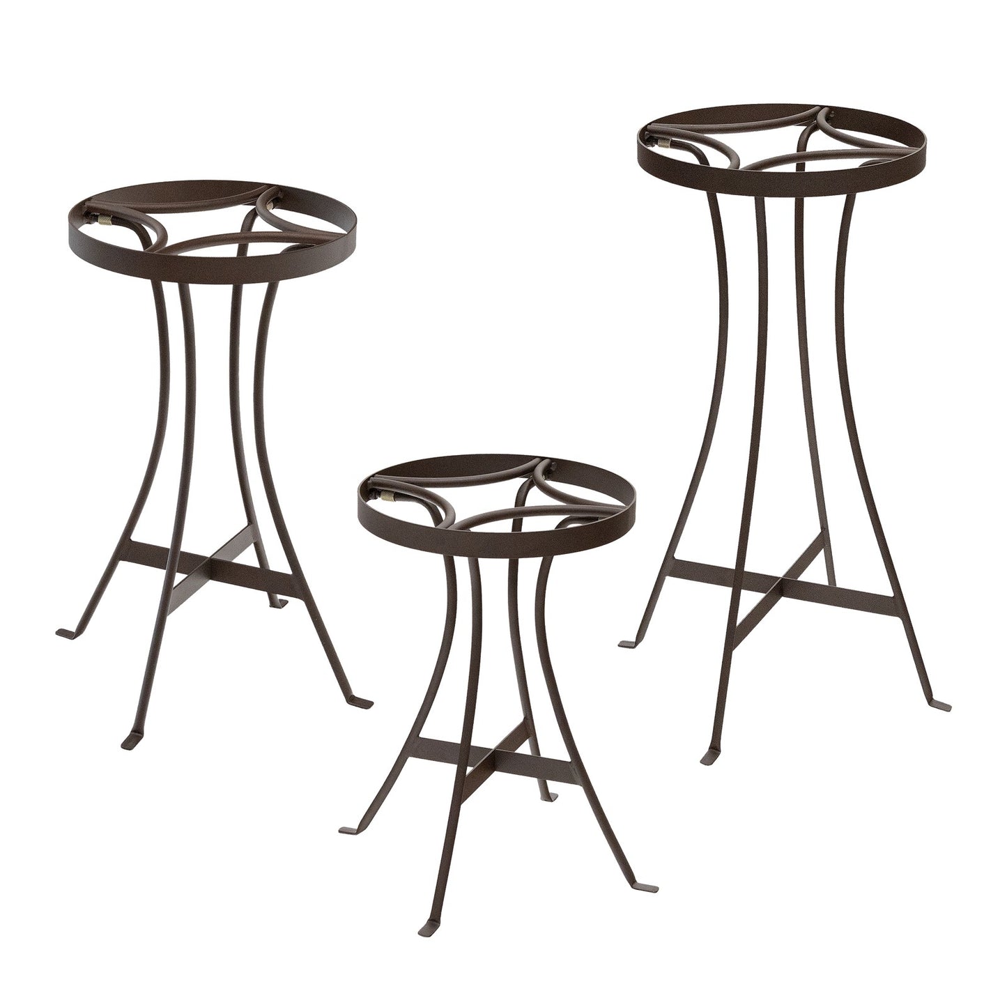 Achla Tara Plant Stands Set of Three | Wrought Iron with Roman Bronze Powdercoat Finish | Indoor & Outdoor Tiered Plant Display | 15 | Model FB-81-82-83