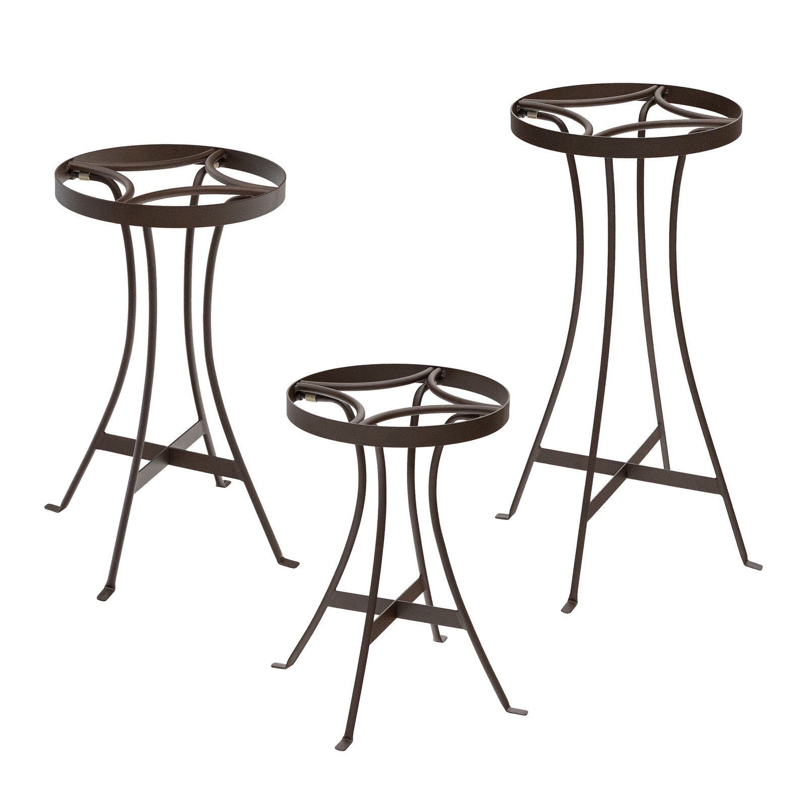 Achla Tara Plant Stands Set of Three | Wrought Iron with Roman Bronze Powdercoat Finish | Indoor & Outdoor Tiered Plant Display | 15 | Model FB-81-82-83