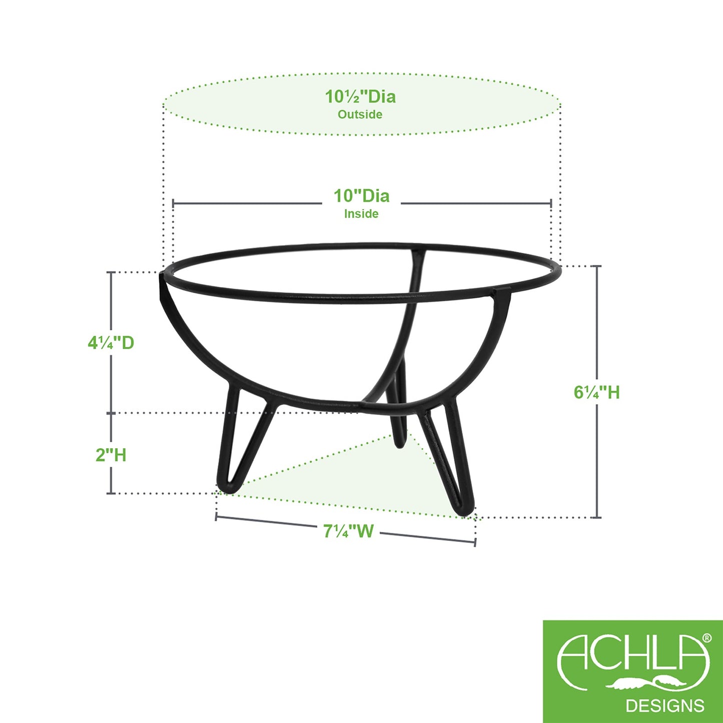 Achla Frida I Plant Stand | Mid-Century Wrought Iron Black | Indoor Tabletop or Floor Plant Display | 10 x 10 x 6.25 in | Model FC-06