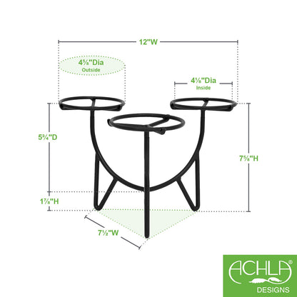 Achla Frida III Plant Stand | Mid-Century Wrought Iron Black | Tabletop Display for Small Pots | 11.5 x 11.5 x 7.75 in | Model FC-07