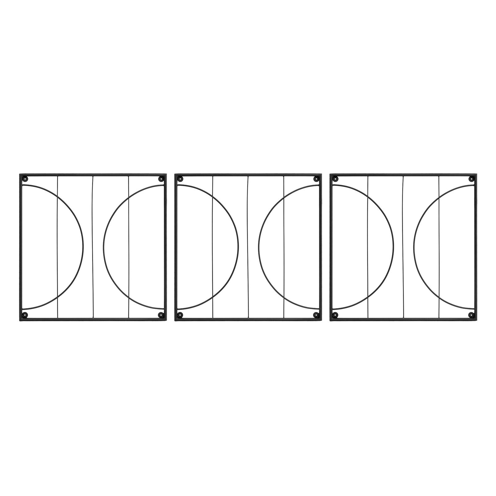 Achla Quilt Block-Circles Wall Trellis Panels (Set of 3) | Wrought Iron Black | Garden Wall Climbing Plant Support | 21.75 x 21.75 x 87 in | Model FT-52C