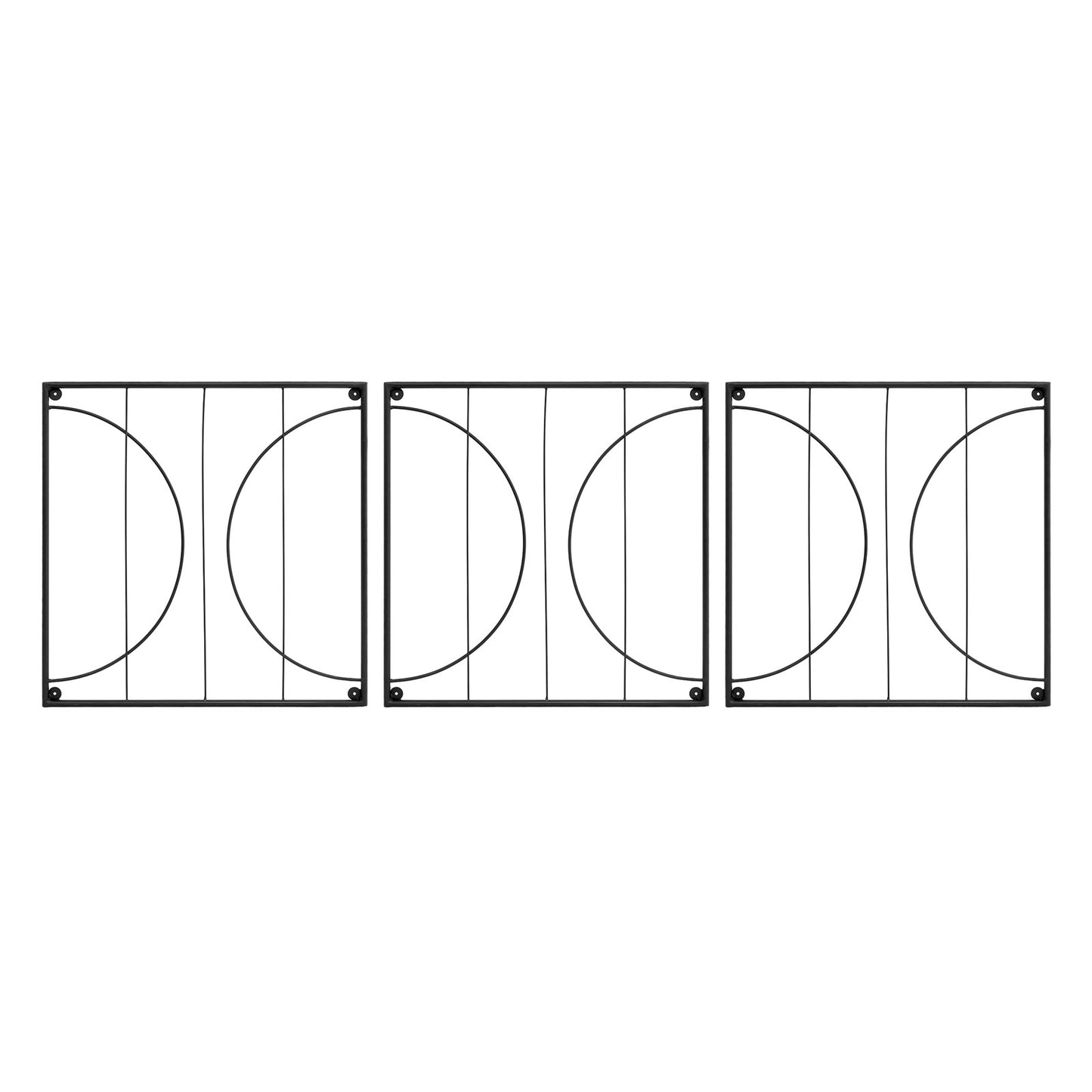 Achla Quilt Block-Circles Wall Trellis Panels (Set of 3) | Wrought Iron Black | Garden Wall & Fence Climbing Plant Support | Model FT-52C
