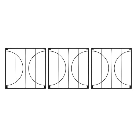 Achla Quilt Block-Circles Wall Trellis Panels (Set of 3) | Wrought Iron Black | Garden Wall & Fence Climbing Plant Support | Model FT-52C