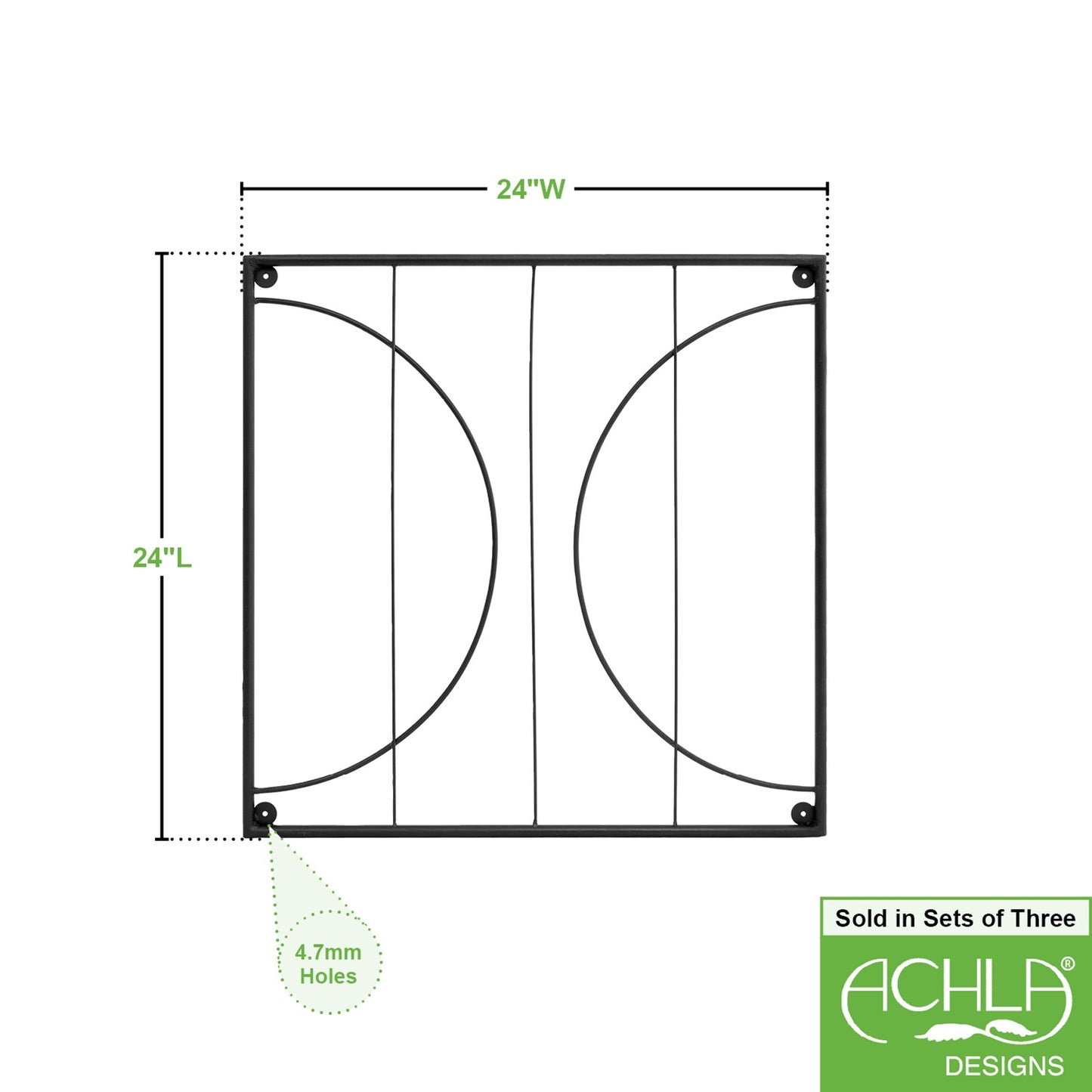 Achla Quilt Block-Circles Wall Trellis Panels (Set of 3) | Wrought Iron Black | Garden Wall Climbing Plant Support | 21.75 x 21.75 x 87 in | Model FT-52C