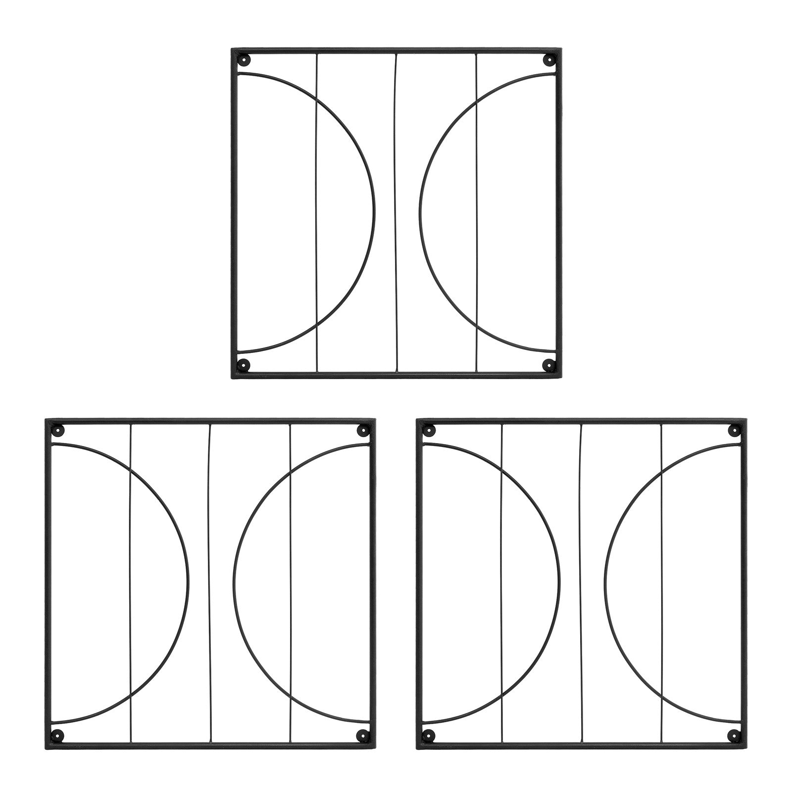 Achla Quilt Block-Circles Wall Trellis Panels (Set of 3) | Wrought Iron Black | Garden Wall Climbing Plant Support | 21.75 x 21.75 x 87 in | Model FT-52C