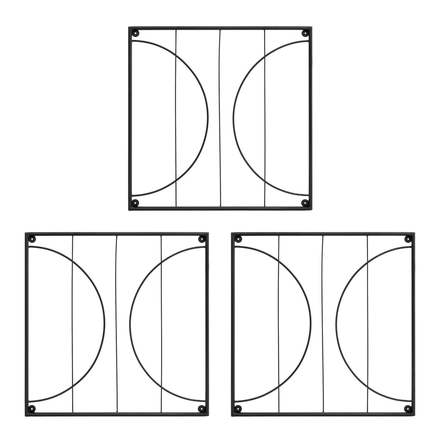 Achla Quilt Block-Circles Wall Trellis Panels (Set of 3) | Wrought Iron Black | Garden Wall & Fence Climbing Plant Support | Model FT-52C