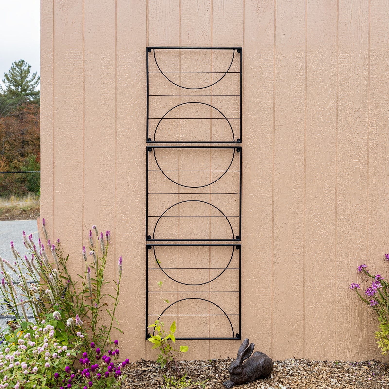 Achla Quilt Block-Circles Wall Trellis Panels (Set of 3) | Wrought Iron Black | Garden Wall Climbing Plant Support | 21.75 x 21.75 x 87 in | Model FT-52C