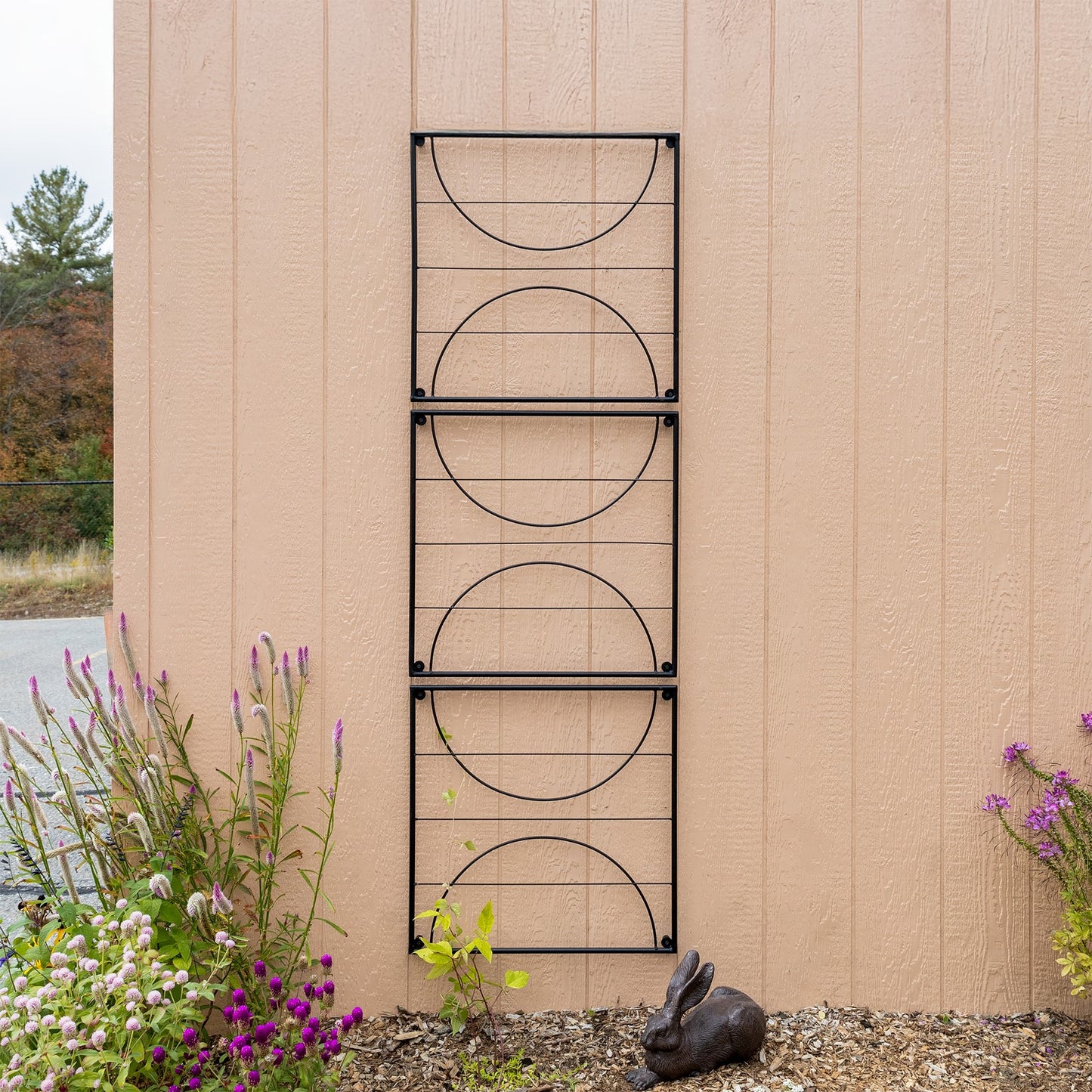 Achla Quilt Block-Circles Wall Trellis Panels (Set of 3) | Wrought Iron Black | Garden Wall & Fence Climbing Plant Support | Model FT-52C