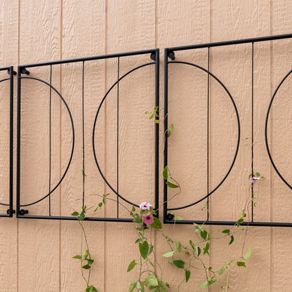Achla Quilt Block-Circles Wall Trellis Panels (Set of 3) | Wrought Iron Black | Garden Wall & Fence Climbing Plant Support | Model FT-52C