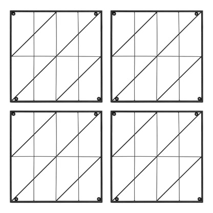 Achla Quilt Block-Diagonals Wall Trellis Panels (4 panels) | Black Wrought Iron | Garden Wall & Fence Decor | 49 x 49 in Overall, 24 in | Model FT-52Z