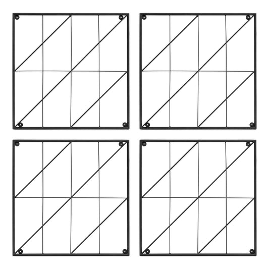 Achla Quilt Block-Diagonals Wall Trellis Panels (4 panels) | Black Wrought Iron | Garden Wall & Fence Decor | 49 x 49 in Overall, 24 in | Model FT-52Z