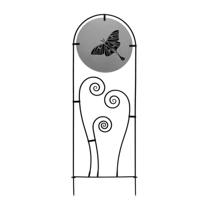 Achla Luna Trellis | Silver & Black Wrought Iron | Pollinator & Gothic Garden Accent | 21 x 82 x 2 in, Free-Standing | Model FT-67