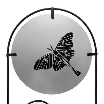 Achla Luna Trellis | Silver & Black Wrought Iron | Pollinator & Gothic Garden Accent | 21 x 82 x 2 in, Free-Standing | Model FT-67